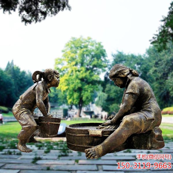 传统文化民俗人物雕塑_民俗文化步行街公园广场旅游景区铜雕塑
