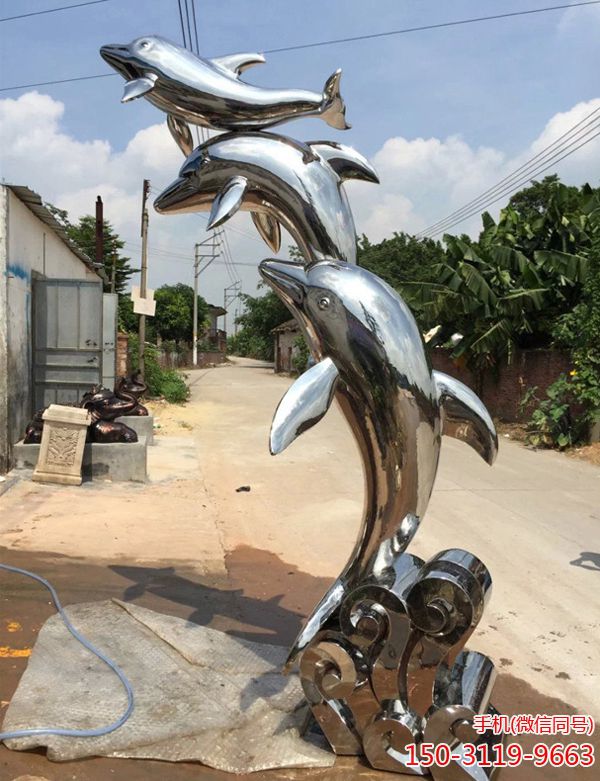 不锈钢海豚_户外水景景观雕塑