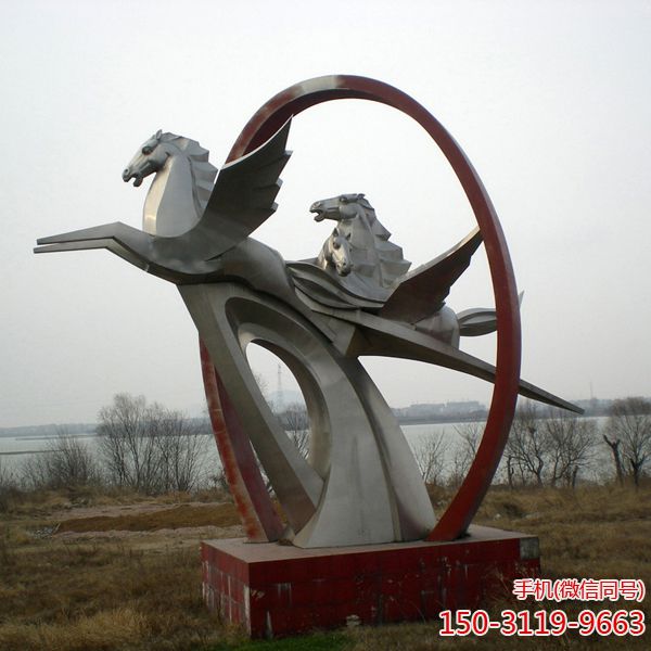 不锈钢飞马景观标识雕塑