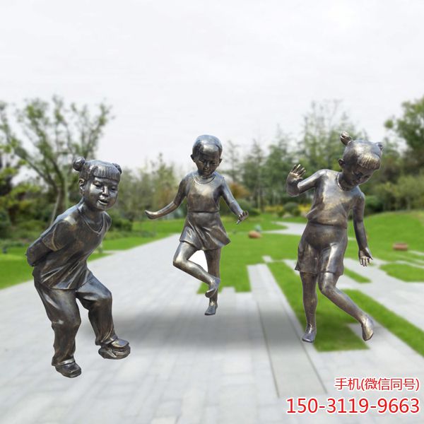 童趣踢毽子_城市景观小品铜雕塑