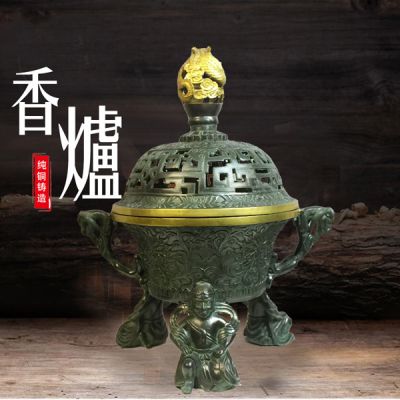 龙头香炉_纯铜铸造如意香炉铜工艺品