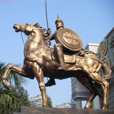 铜雕马厂家西方战士与马