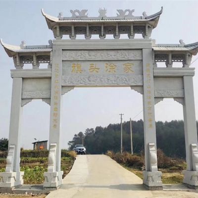 农村石牌坊一门单门牌楼雕刻结构工艺图片大全