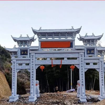 村口牌楼_湖南贵州徽州景区现代牌坊大门雕刻制作_北京石牌坊图片大全