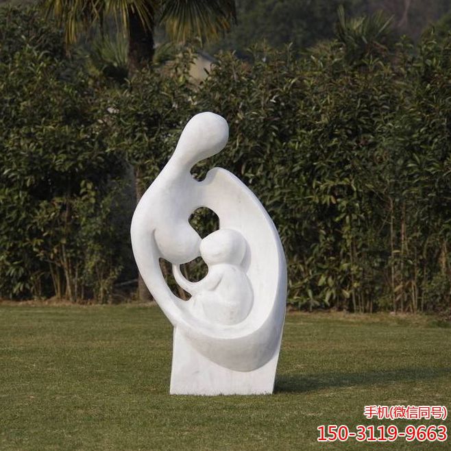 《哺育》汉白玉抽象人物亲情雕塑
