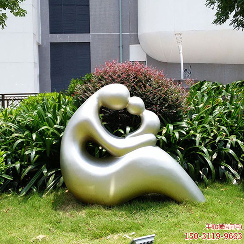 不锈钢抽象母子情景观雕塑