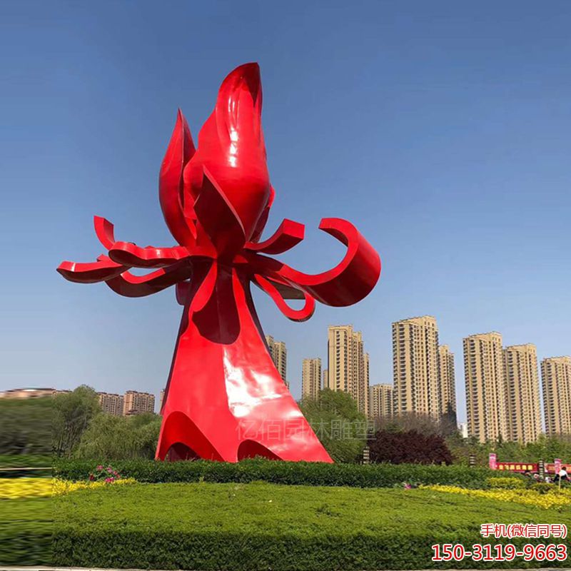 不锈钢抽象立体花雕塑