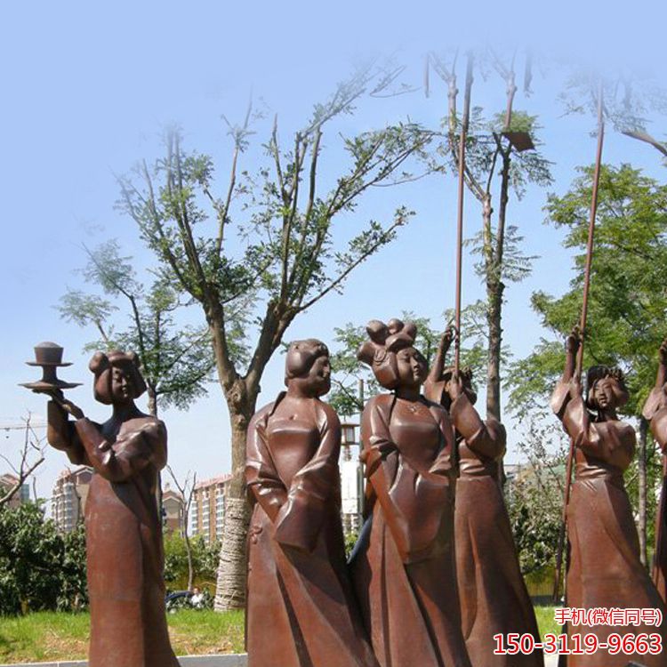 铜雕抽象仕女雕塑
