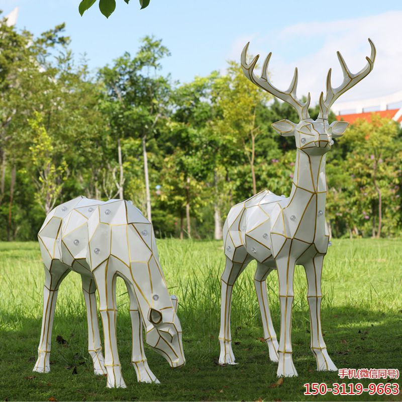 太阳能几何鹿创意雕塑