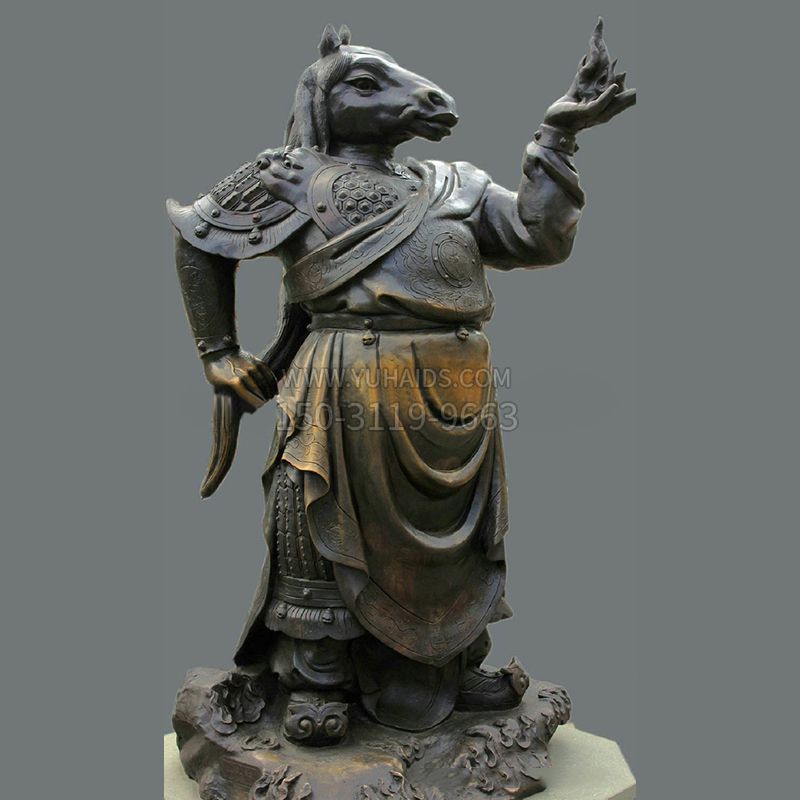 兽首人身12生肖铜雕像-午马雕塑