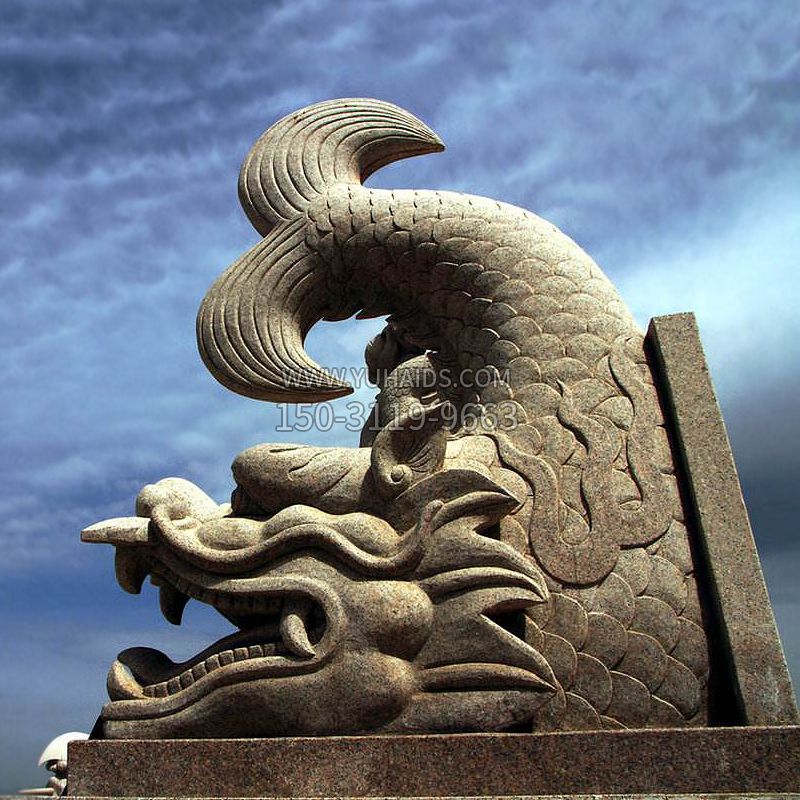 中国古代神兽大理石螭吻雕塑摆件
