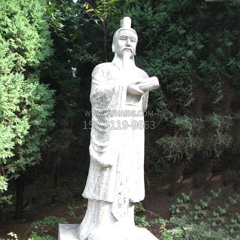 中国古代著名帝王汉文帝刘恒汉白玉石雕塑像
