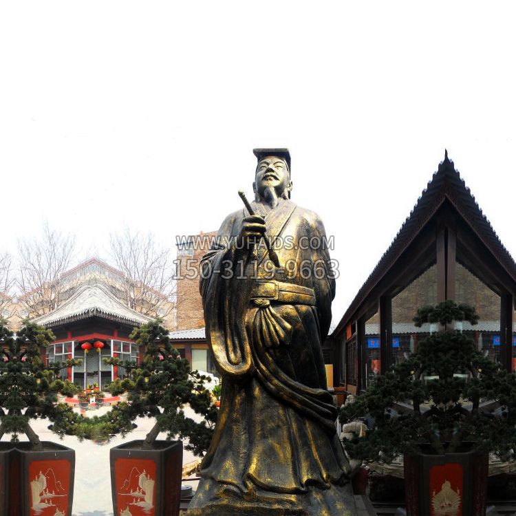 中国历史名人铸铜王羲之雕像