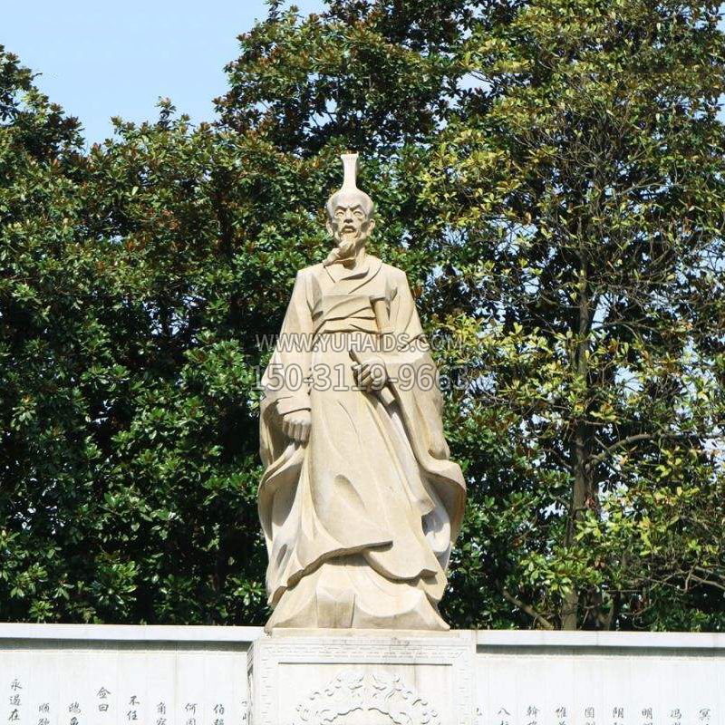 中国名人战国时期楚国诗人屈原砂岩石雕像雕塑