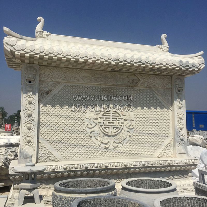 中式庭院影壁石雕-中国古建大门萧墙雕塑