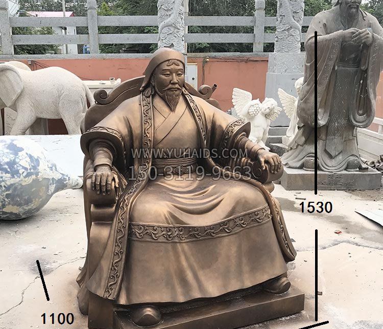 坐式成吉思汗铜雕 (2)雕塑