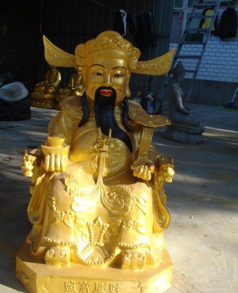 坐式贴金财神铜雕雕塑