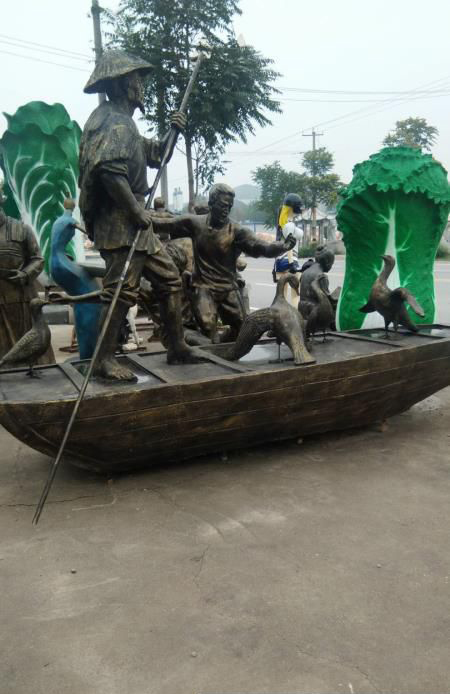 渔翁和鸬鹚铜雕广场景观雕塑 户外摆件