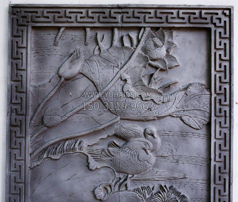 鸳鸯青石浮雕雕塑