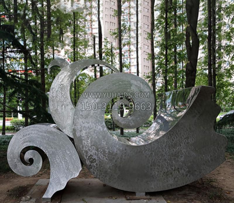 园林不锈钢海浪抽象雕塑