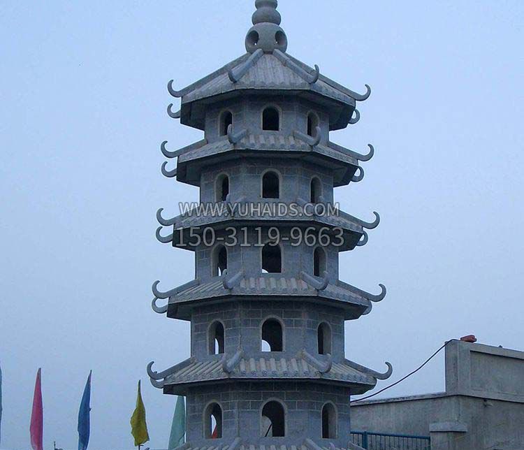 园林多层宝塔景观石雕_2雕塑