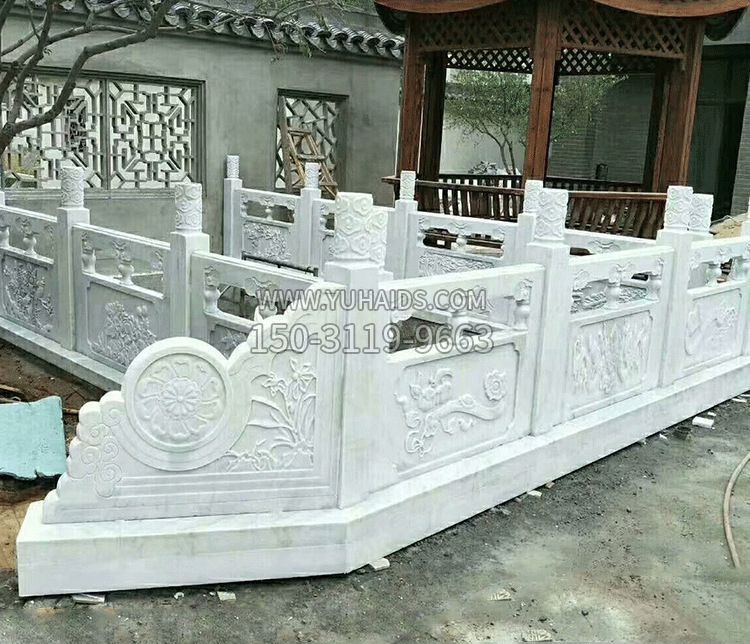 园林汉白玉石栏板景观石雕 (5)雕塑
