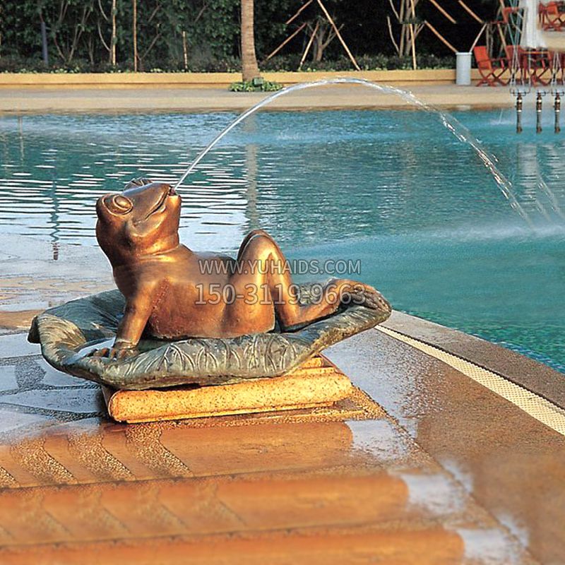 园林水景池塘游泳馆喷水青蛙铜雕塑