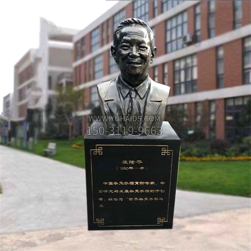 袁隆平仿铜头像雕塑-学校校园名人著名科学家雕像