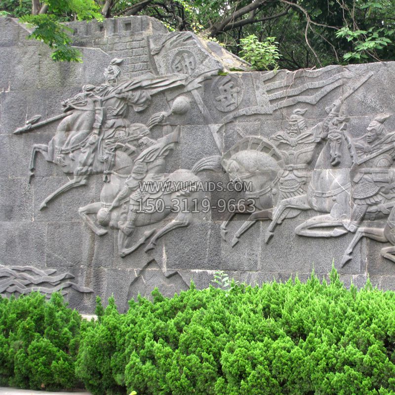 岳飞元帅石刻浮雕-公园景区历史名人石雕壁画雕塑