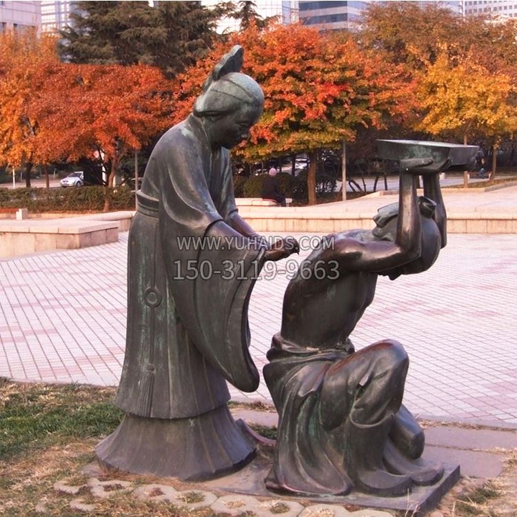 岳母刺字公园铜雕小品雕塑