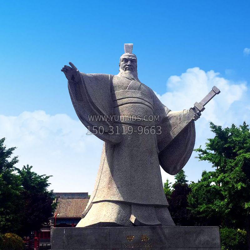 枭雄曹操石雕塑像-景区园林历史名人雕塑