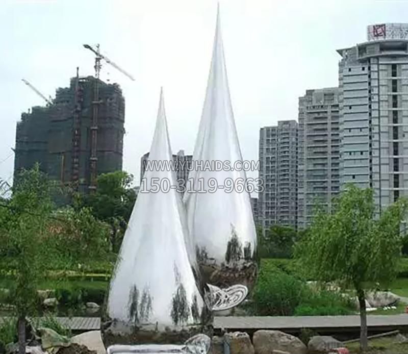小区不锈钢水滴雕塑