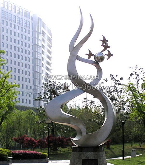 小区不锈钢阳光标志雕塑