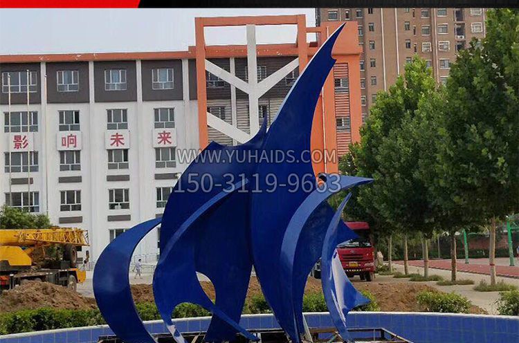 校园不锈钢抽象标志雕塑