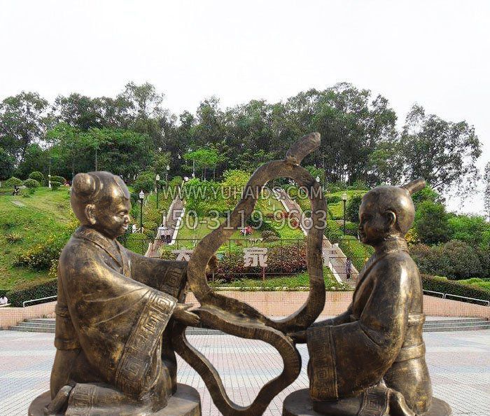 校园抽象孔融让梨铜雕雕塑