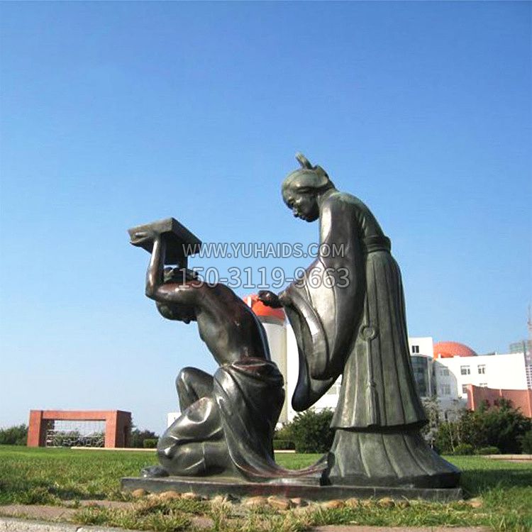 铜雕情景小品岳母刺字雕塑