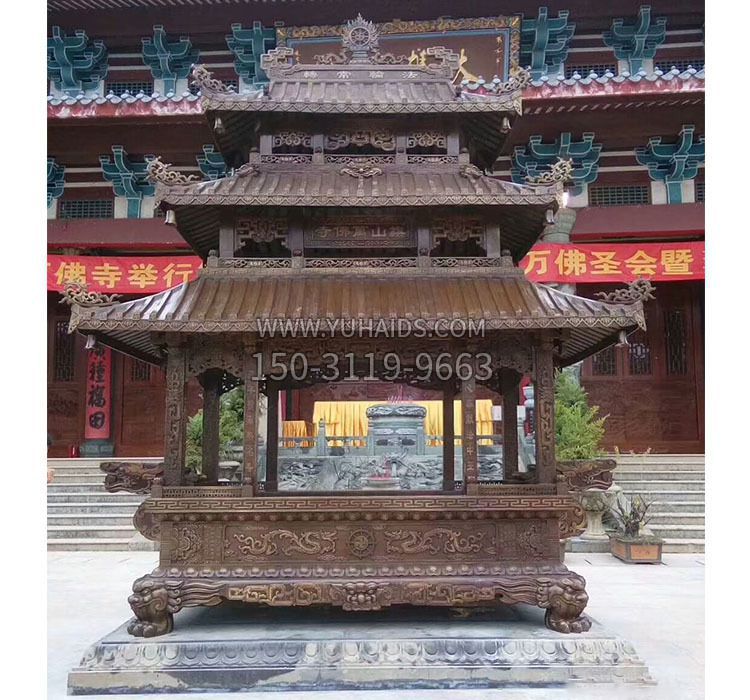 铜雕寺庙塔炉雕塑