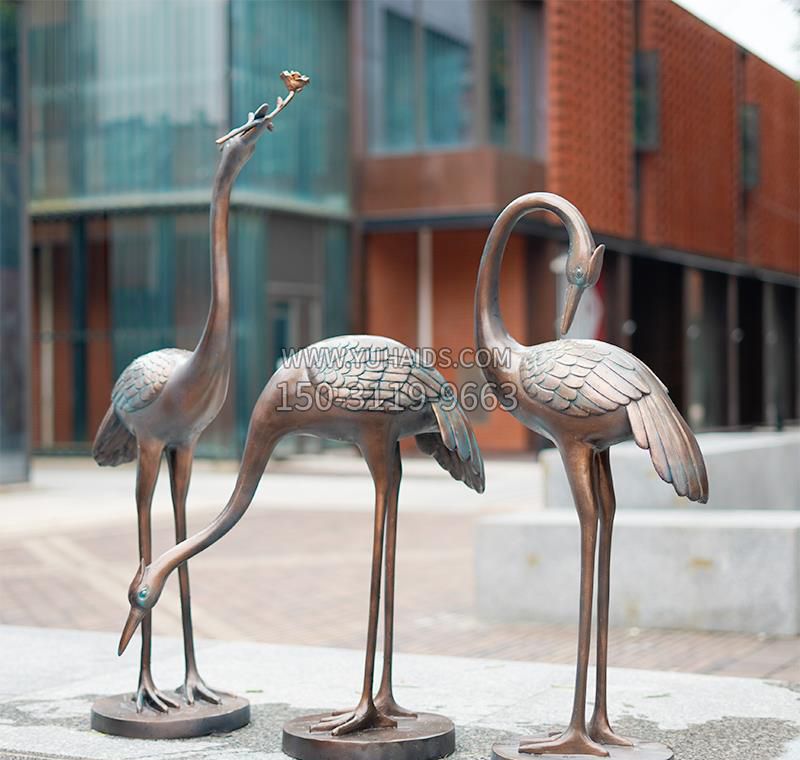 铜浮雕  松鹤延年雕塑