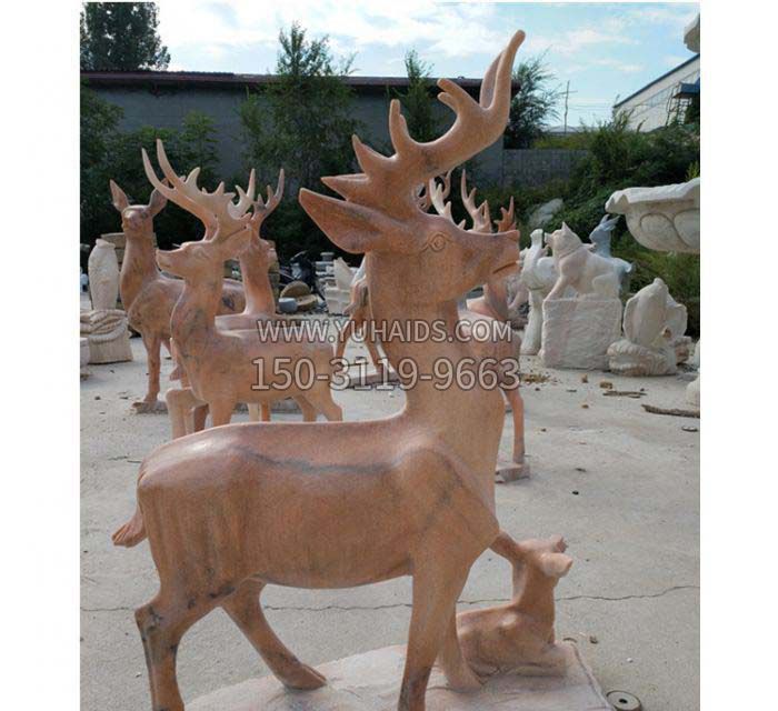 晚霞红驯鹿动物公园石雕雕塑