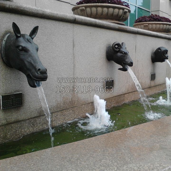 十二生肖兽首流水水景铜雕雕塑