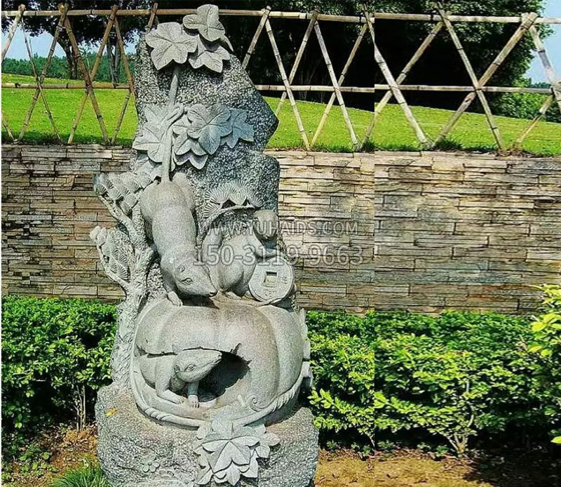 石雕老鼠公园景观雕塑