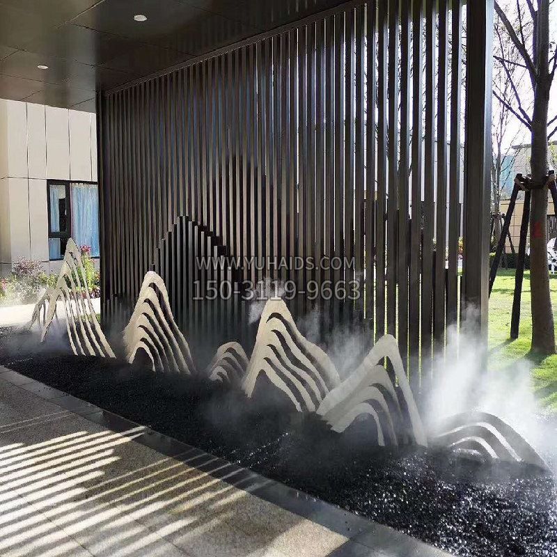 室内外不锈钢水景假山雕塑摆件