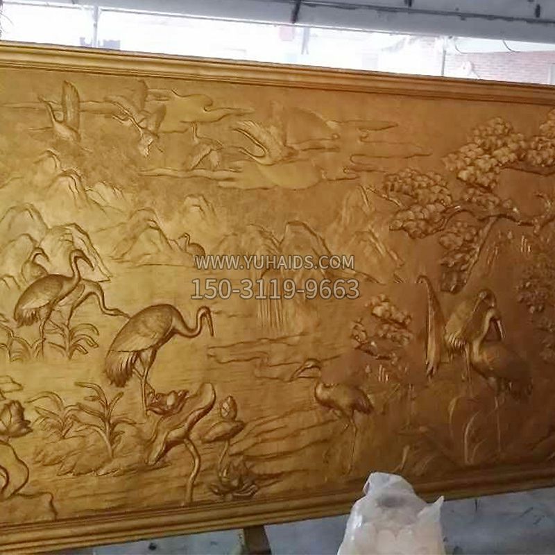 松鹤延年吉祥浮雕雕塑