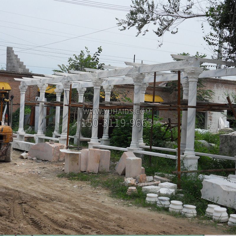 欧式汉白玉花架长廊雕塑