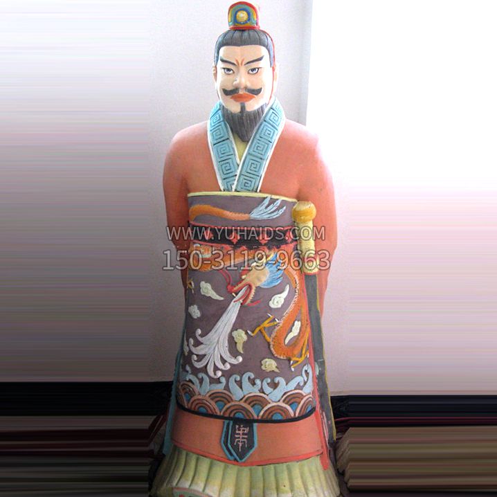 秦始皇玻璃钢彩绘雕塑