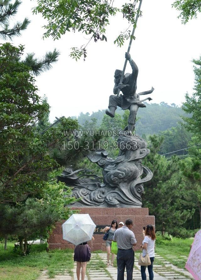 青铜孙悟空三打白骨精雕塑