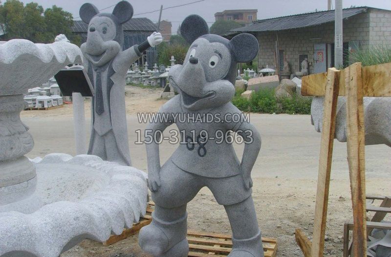 卡通米老鼠和唐老鸭石雕雕塑