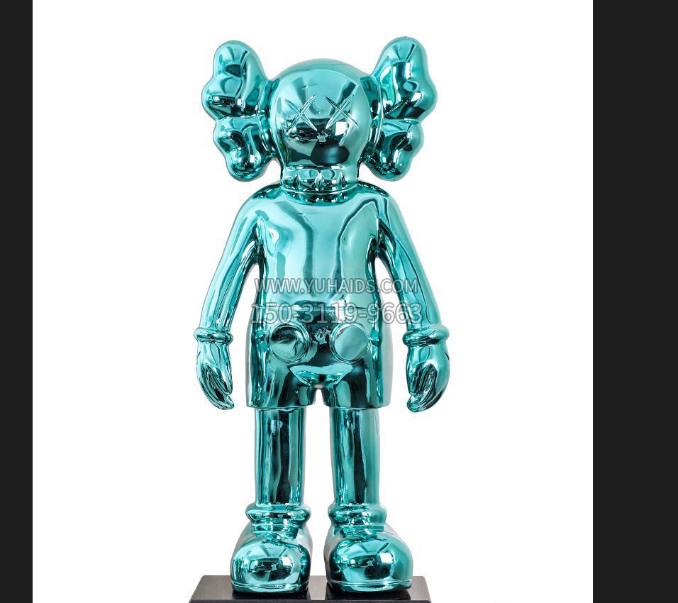 蓝色动漫不锈钢机器人雕塑