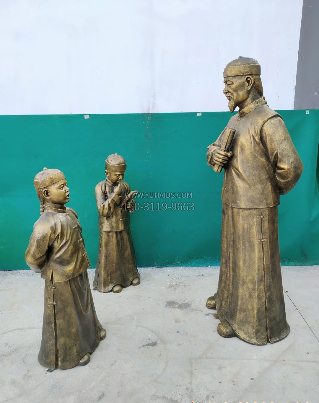 老师教导孩子铜雕雕塑