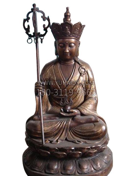 立式和坐式的漆金彩绘地藏王菩萨雕像雕塑